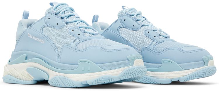 Balenciaga Triple S Sneaker Allover Logo   Light Blue