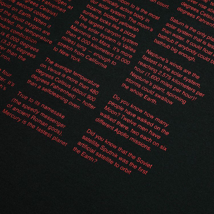 Heron Preston Nasa Facts Short Sleeve T Shirt Black