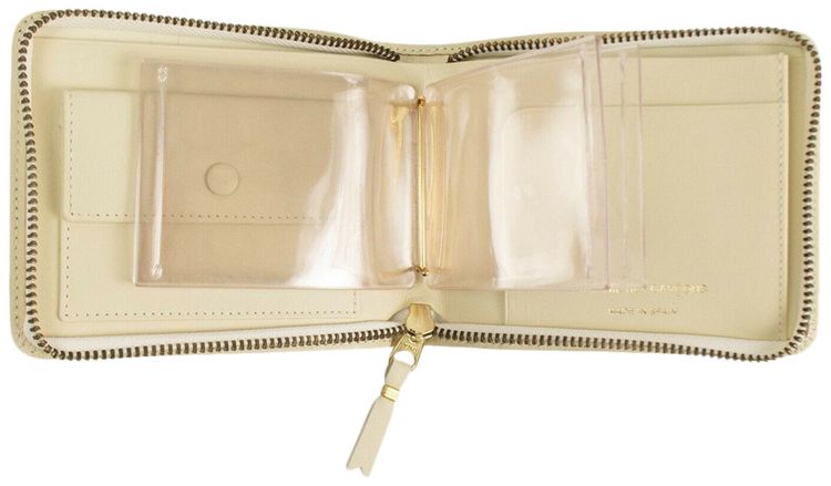 Comme des Garcons Leather Clover Cardholder Zip Around Wallet Ivory