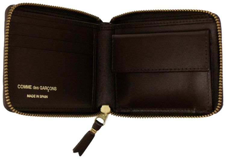 Comme des Garcons Leather Clover Embossed Small Wallet Brown