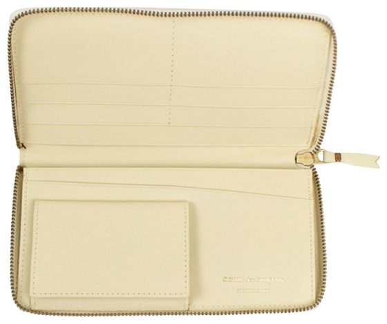 Comme des Garcons Leather Number Embossed Wallet Cream