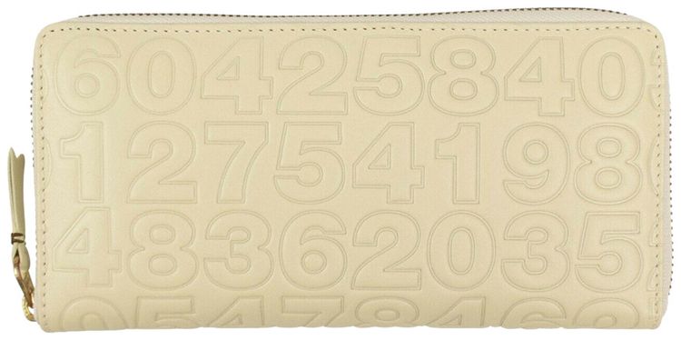 Comme des Garcons Leather Number Embossed Wallet Cream