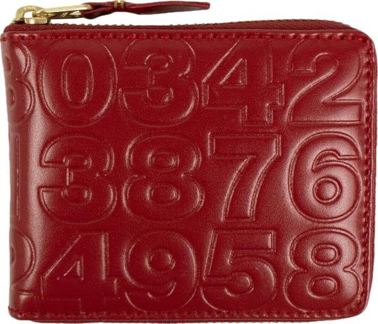 Comme des Garçons Leather Number Embossed Small Wallet 'Red'