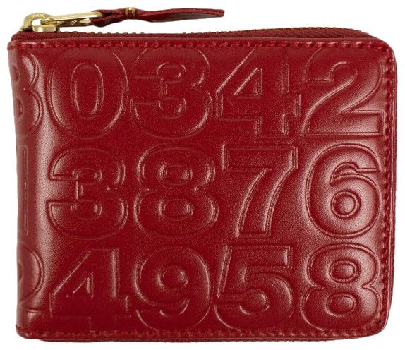 Comme des Garcons Leather Number Embossed Small Wallet Red