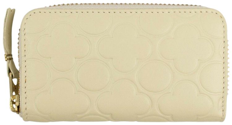 Comme des Garcons Leather Clover Embossed Mini Wallet Coin Purse Ivory