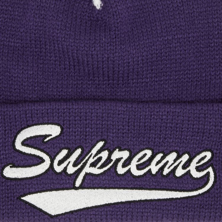 Supreme Contrast Stitch Beanie Purple