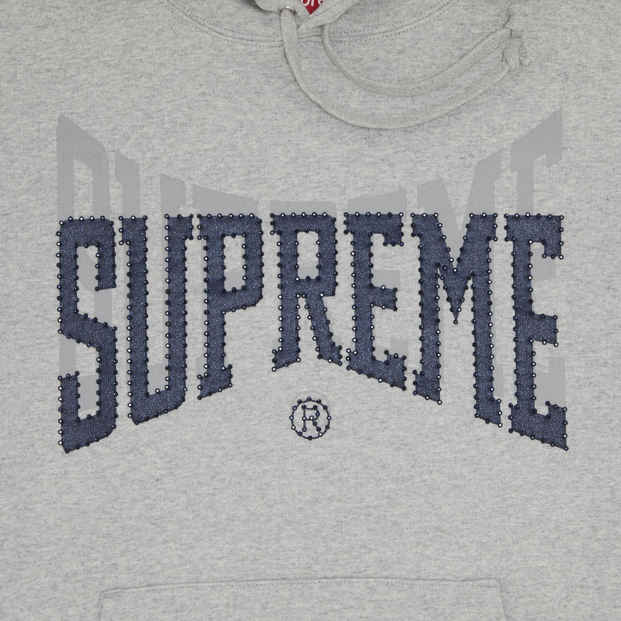 Buy Supreme Rhinestone Shadow Hooded Sweatshirt 'Heather Grey