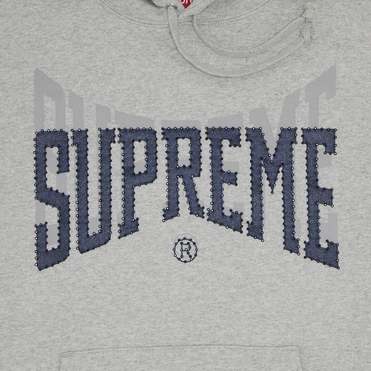 Supreme Rhinestone Shadow Hooded Sweatshirt Heather Grey