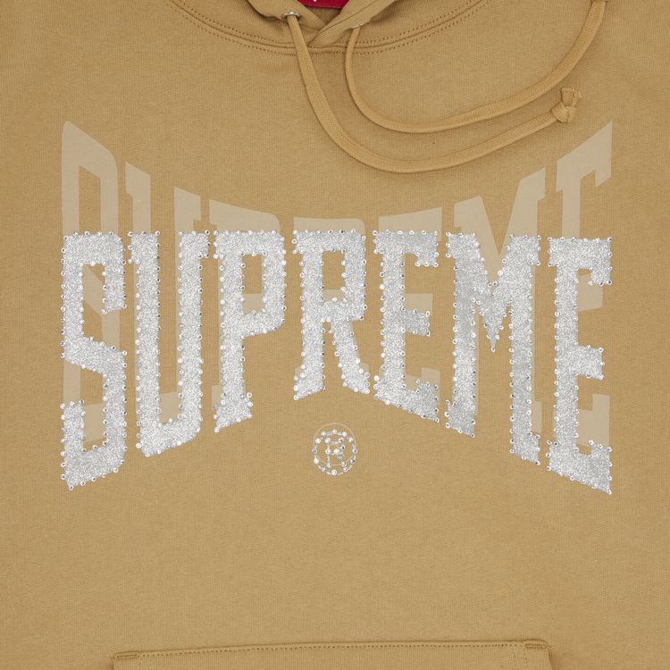 Supreme Rhinestone Shadow Hooded Sweatshirt Dark Tan
