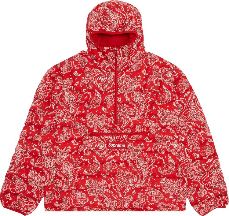 Supreme Micro Down Half Zip Hooded Pullover 'Red Paisley'