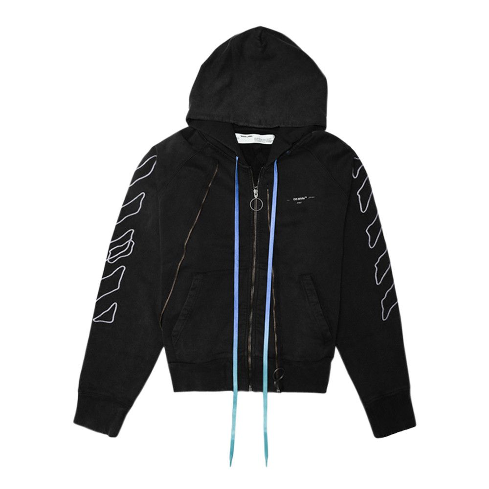 Size xl Off White Abstract Arrows Double Zip Hoodie Black