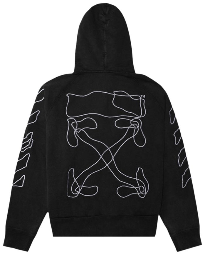Off White Abstract Arrows Double Zip Hoodie Black