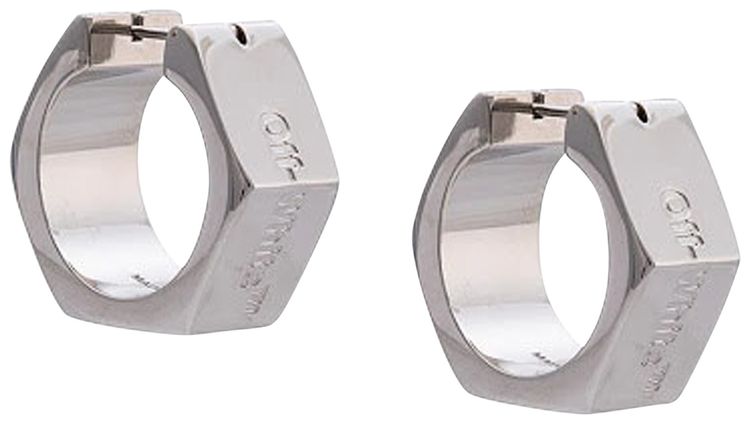 Off White Hexnut Earrings Silver