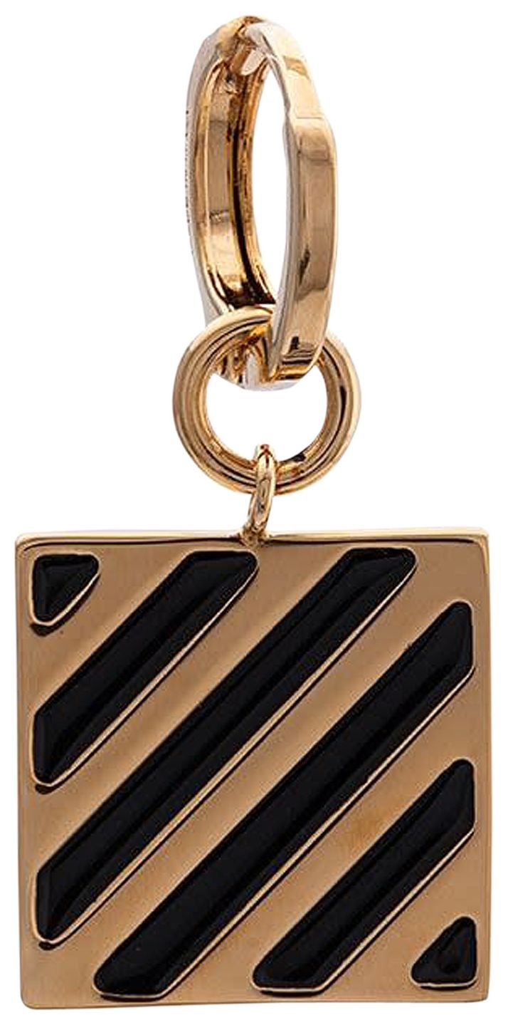Off White Diag Tab Earring Gold  Black