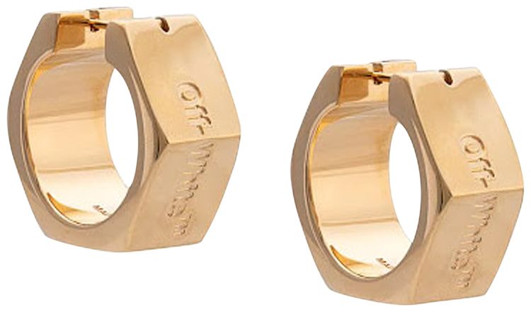 Off White Hexnut Earrings Gold