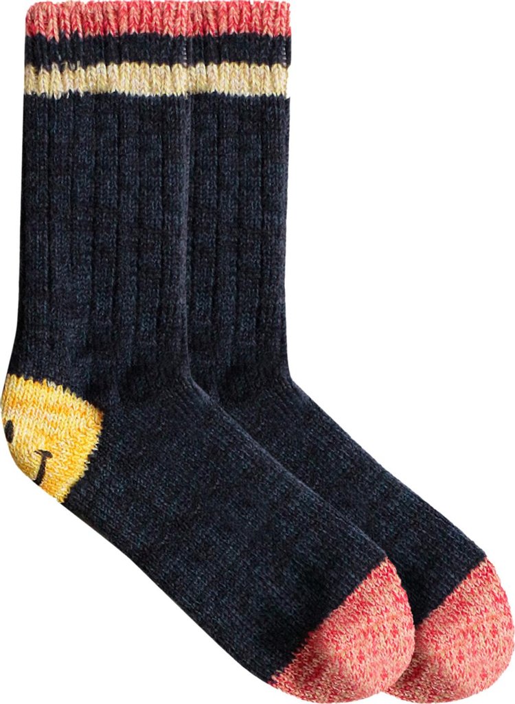 Kapital 72 Yarn Wool Ivy Smile Socks 'Navy'