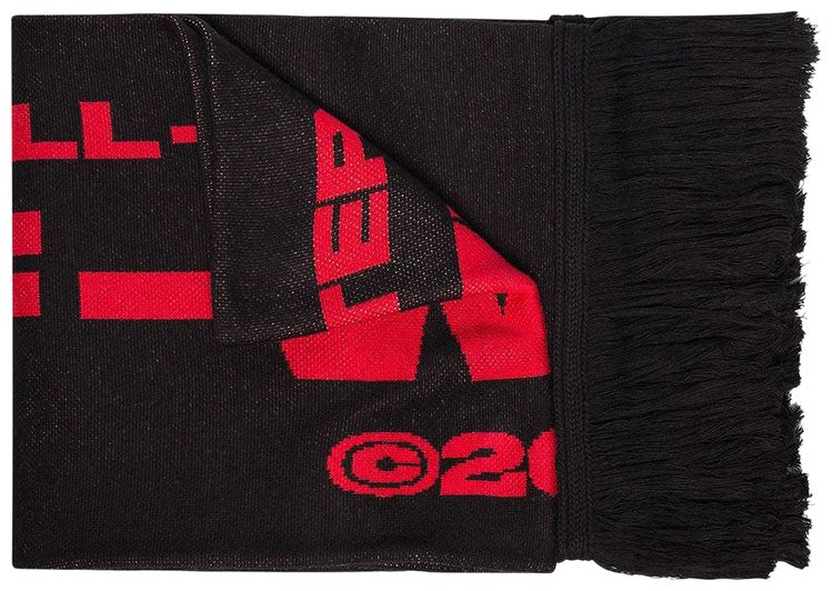 Off White Bats Scarf Black  Red
