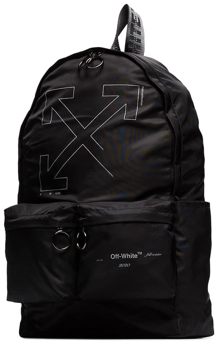 Off White Unfinished Backpack Black  Silver