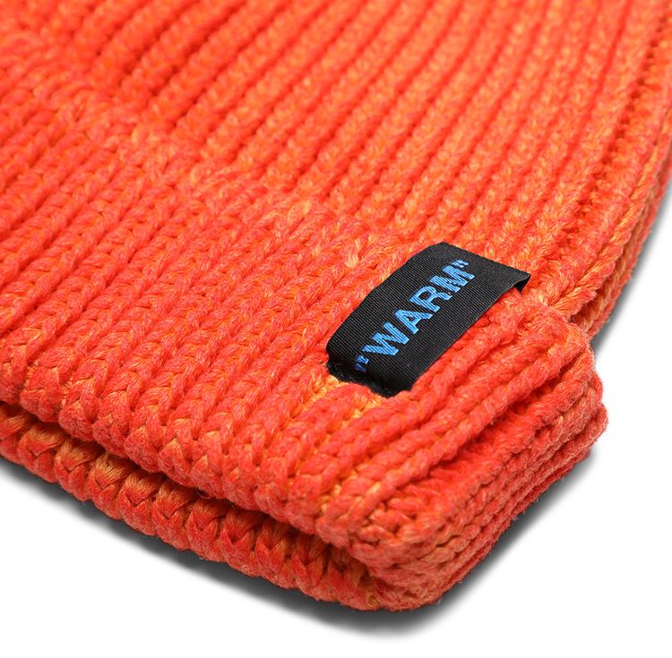 Off White Rib Beanie Orange