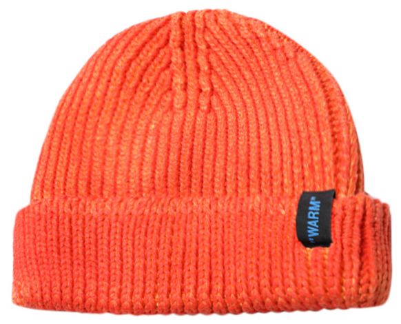 Off White Rib Beanie Orange