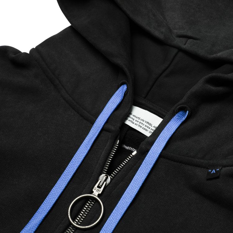 Off White Abstract Arrows Double Zip Hoodie Black