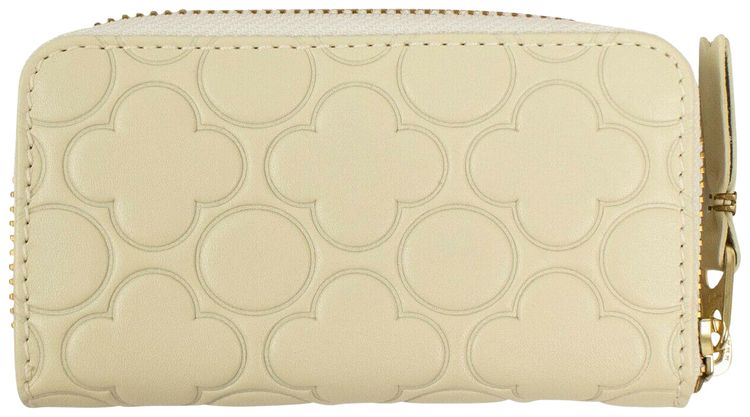 Leather Clover Embossed Mini Wallet Coin Purse Ivory