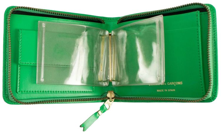Comme des Garcons Leather Cardholder Zip Around Wallet Green