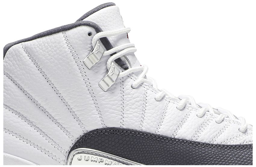 gray and white 12 jordans