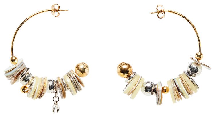 Marine Serre Nacre Disks Loop Earrings Gold