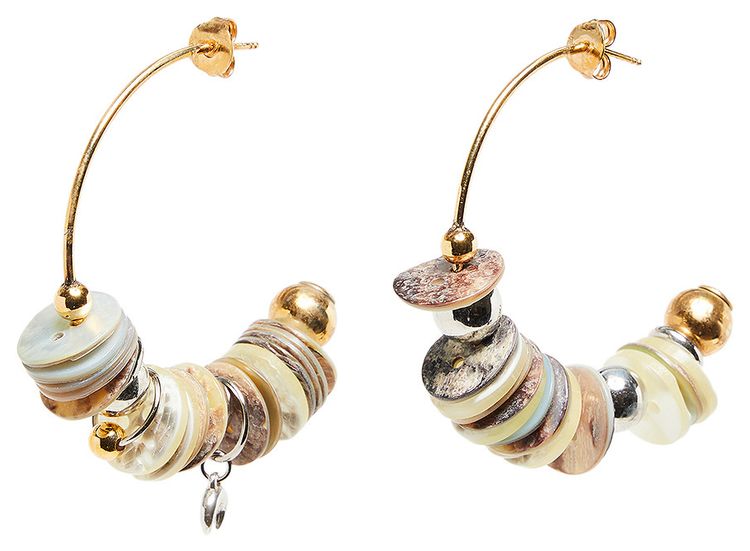 Marine Serre Nacre Disks Loop Earrings Gold