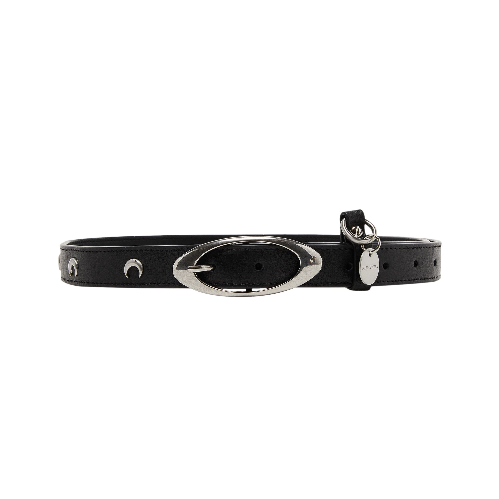 Buy Marine Serre Moon Studded Thin Leather Belt 'Black