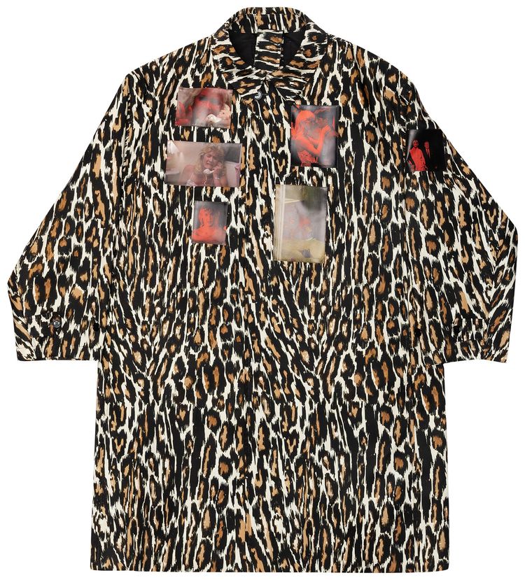 Raf Simons Animalier Coat Ecru Brown
