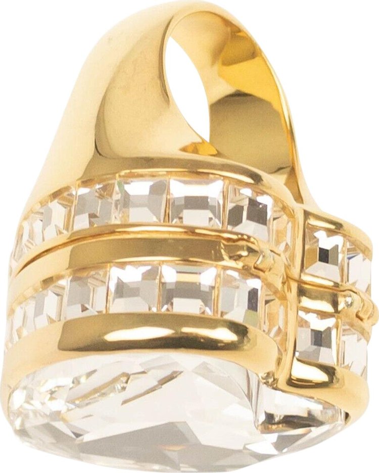 Ambush Clear Heart Box Crystal Ring Gold