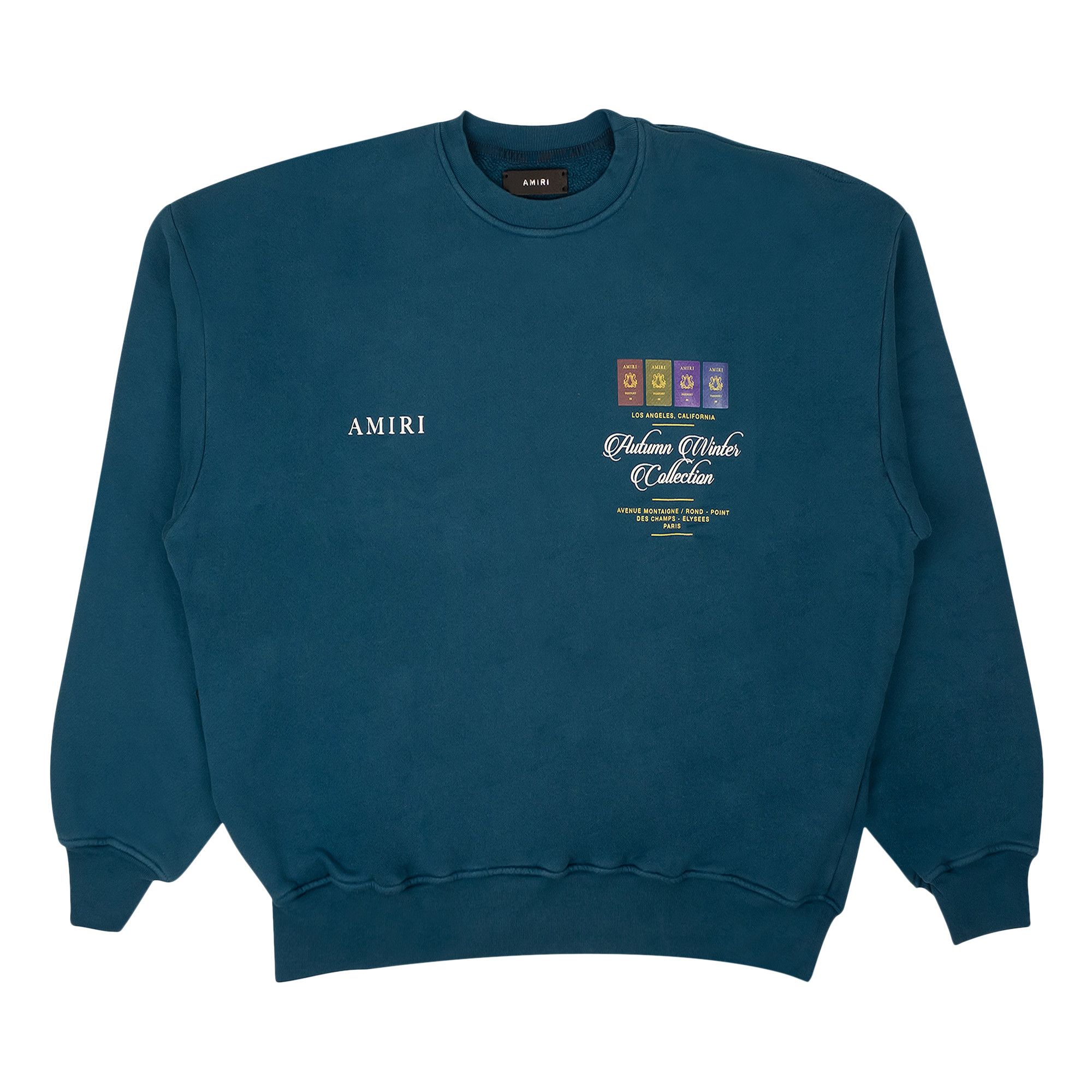 Buy Amiri Giveaway Crewneck Sweatshirt 'Blue' - MJCX001PBU BLUE | GOAT