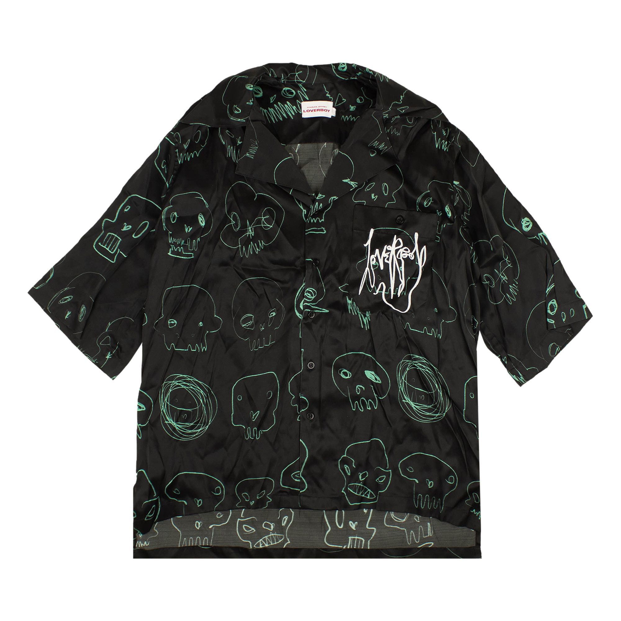 Buy Charles Jeffrey Loverboy Skull Oversize Hawaiian Shirt 'Black