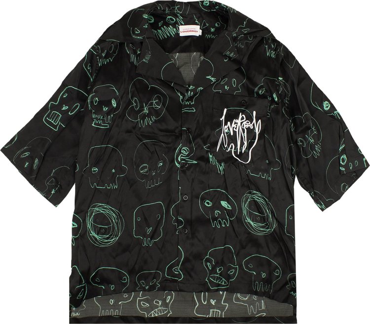 Charles Jeffrey Loverboy Skull Oversize Hawaiian Shirt 'Black'
