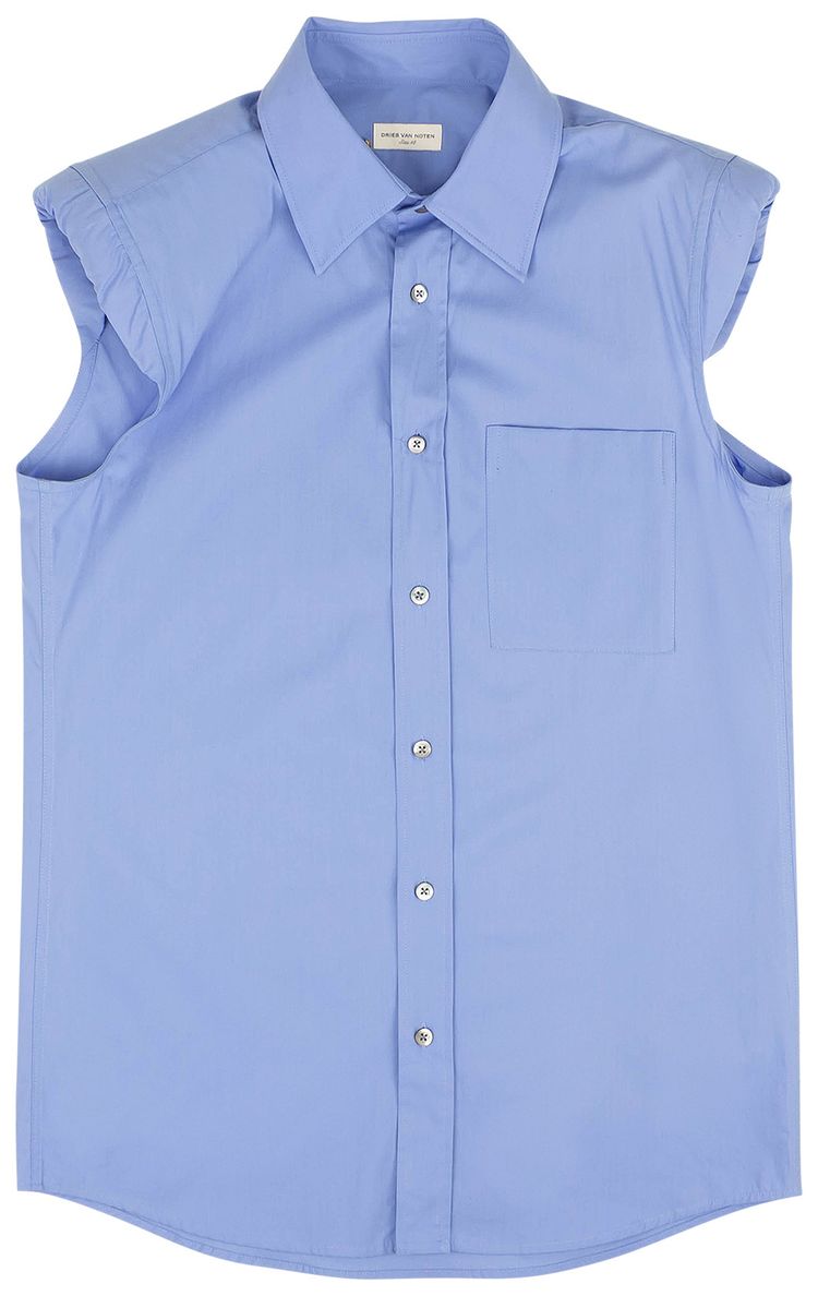 Dries Van Noten Casual Padded Sleeveless Shirt Blue