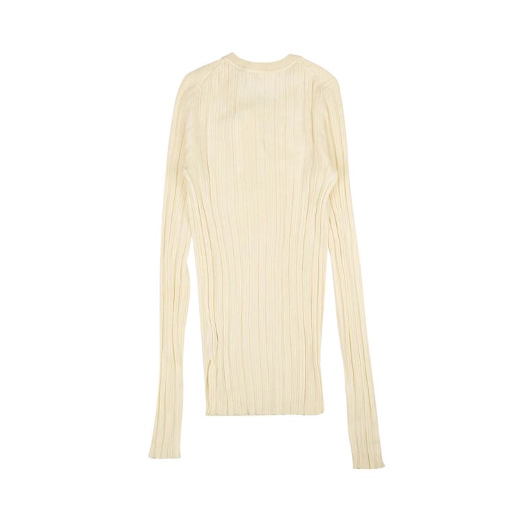 Helmut Lang Ribbed Crewneck Wool Sweater White