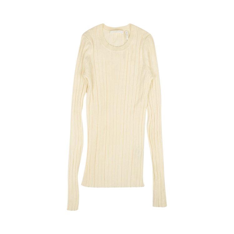 Helmut Lang Ribbed Crewneck Wool Sweater 'White'