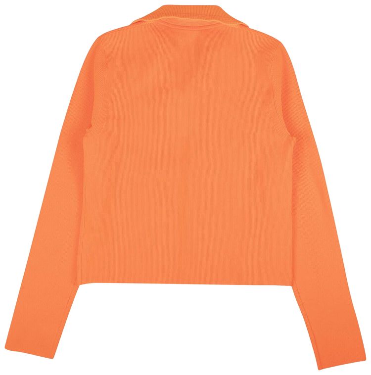 Helmut Lang Ribbed Zip Cardigan Sweater Orange