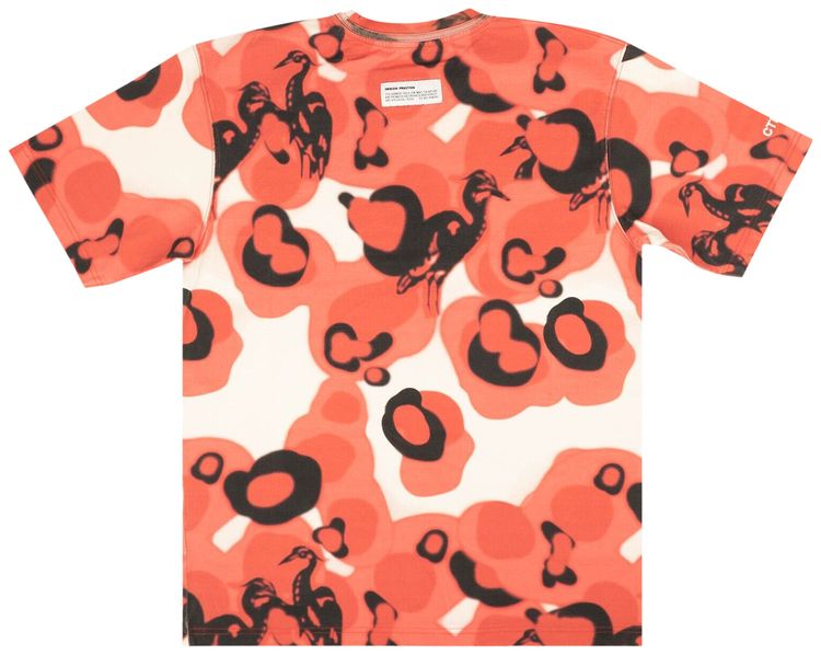 Heron Preston Washed Camo Short Sleeve T Shirt Red