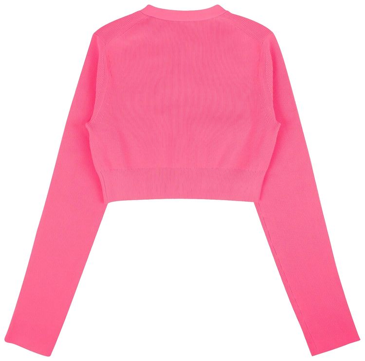 Helmut Lang Ribbed Cropped Cardigan Pink