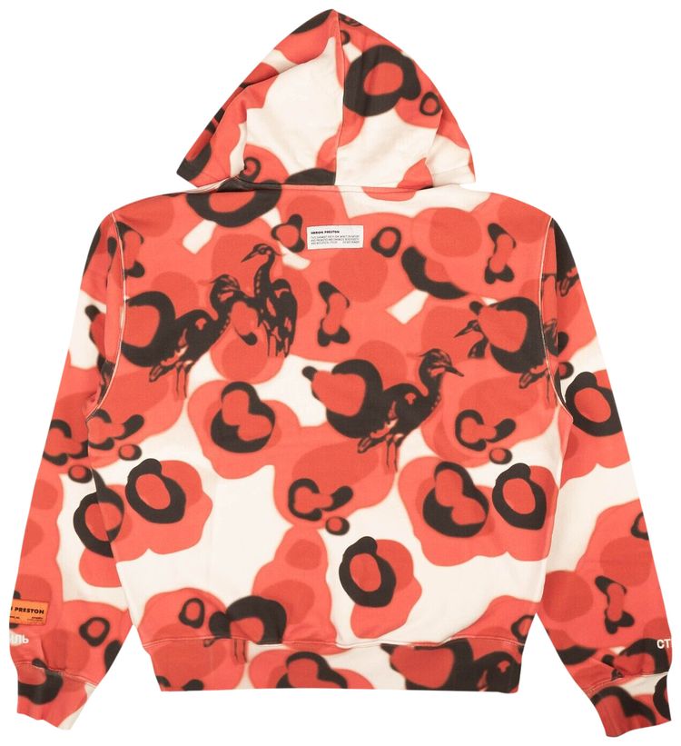 Heron Preston Washed Camo Hoodie Sweatshirt Red