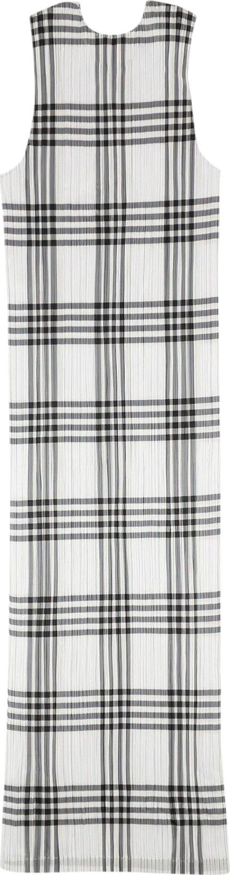 Issey Miyake Check Pleated Dress Grey