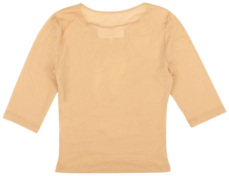 MM6 Maison Margiela Three Quarter Sleeve Mesh T Shirt Tan