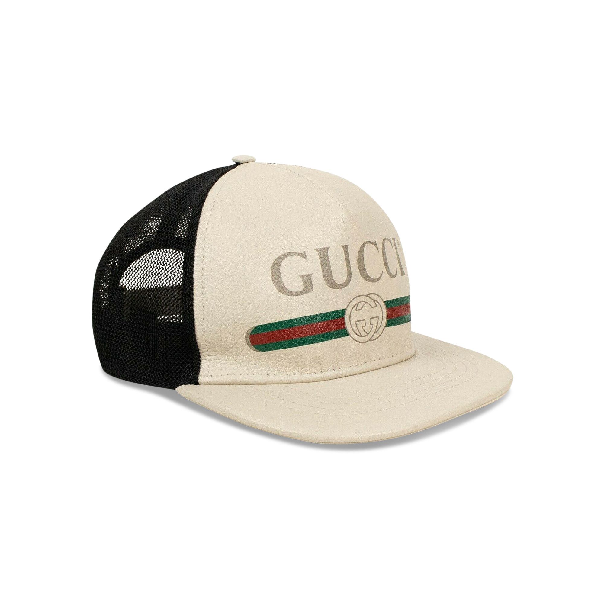 Gucci print leather baseball hat top