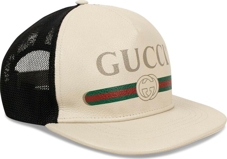 Gucci Print Leather Baseball Hat 'White'