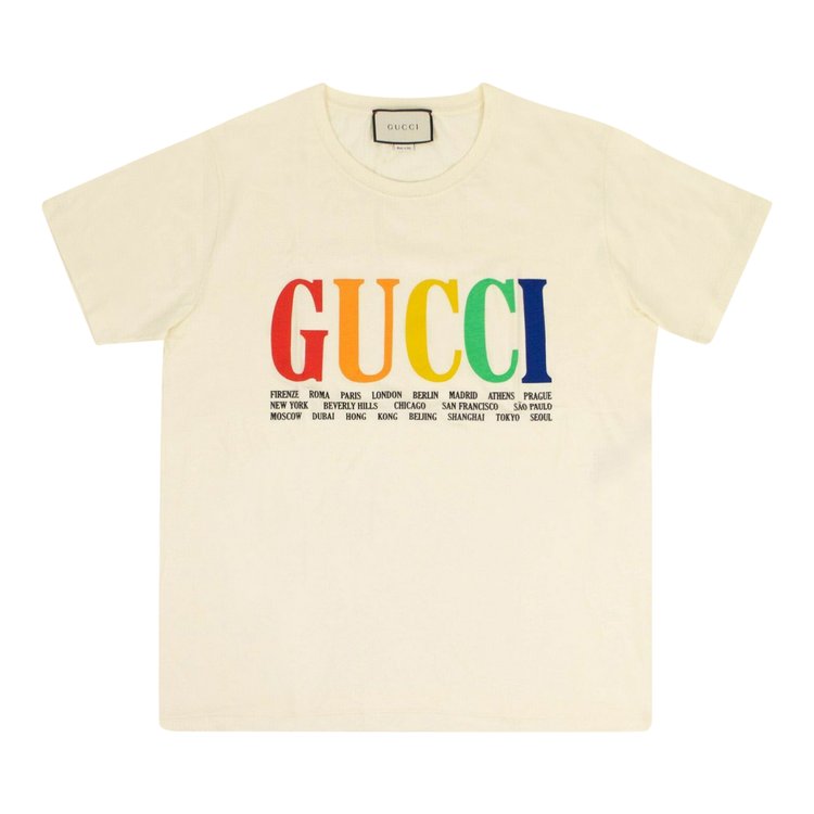 Gucci Rainbow Cities Cotton T-Shirt 'White'