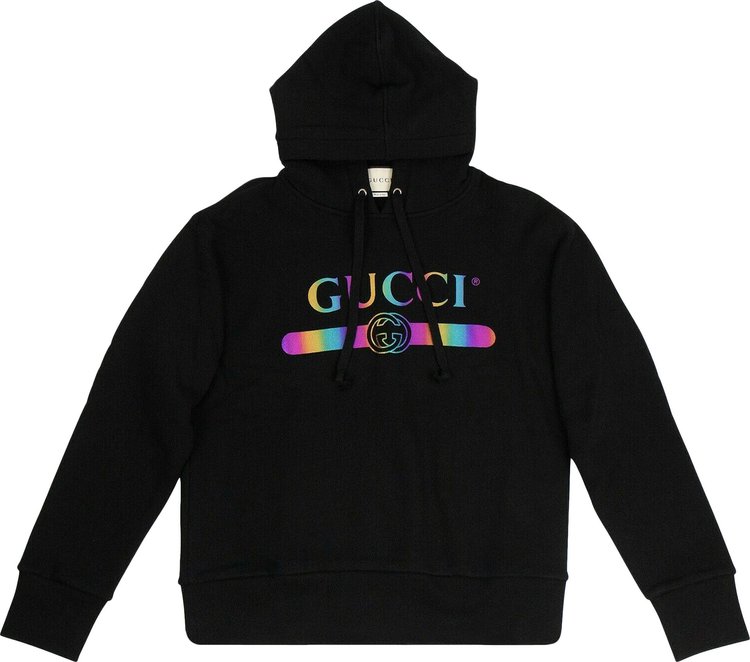 Gucci Cotton Logo Pullover Hooded Sweatshirt 'Black'