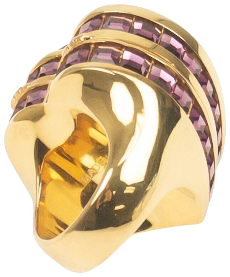 Ambush Heart Box Crystal Ring GoldPink